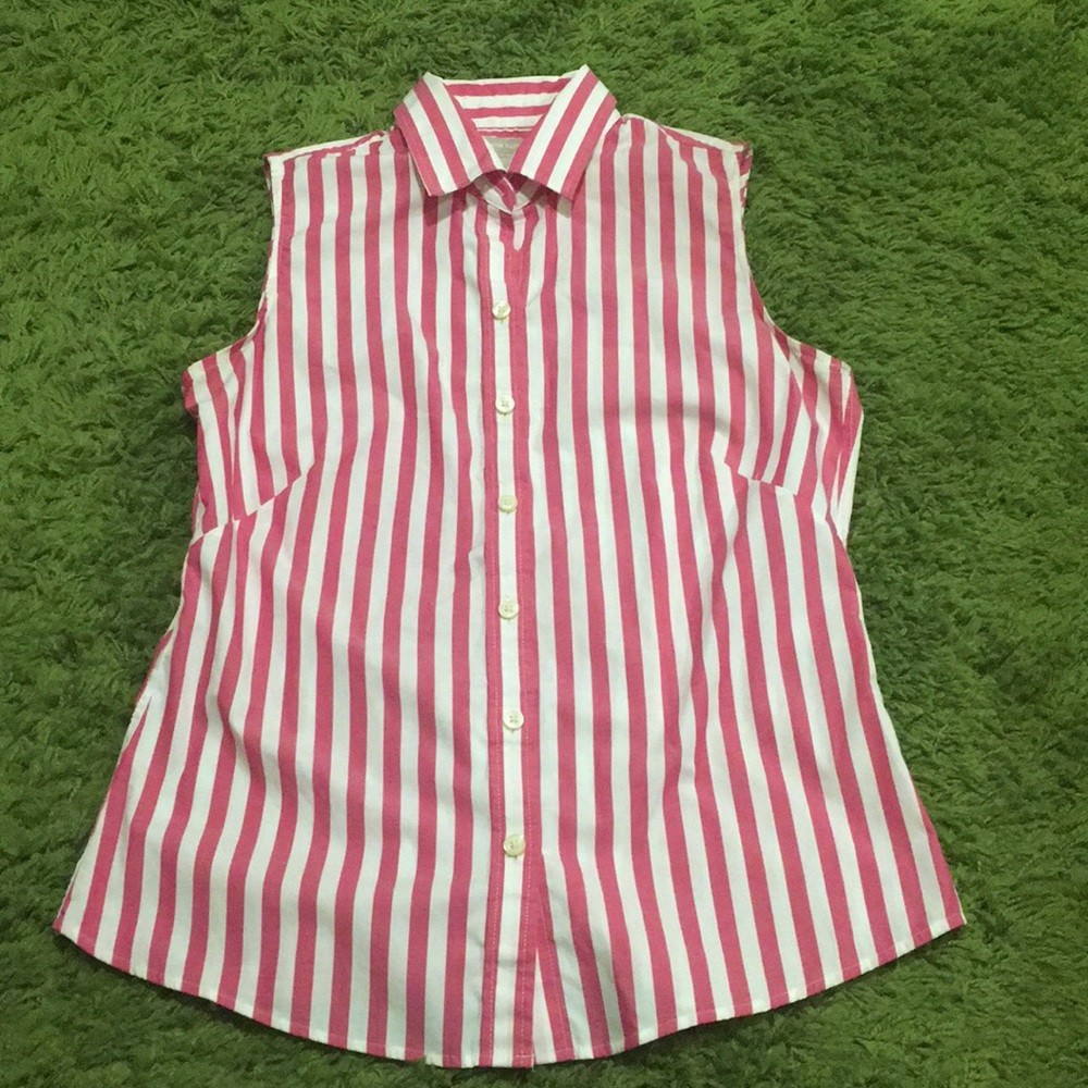 Banana Republic pink and white stripe shirt.